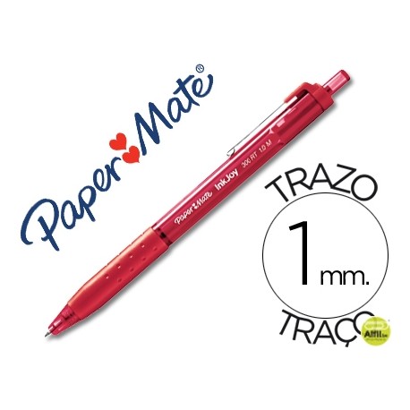 BOLIGRAFO PAPER MATE INKJOY 300 RT PUNTA MEDIA TRAZO 1MM RETRACTIL CLIPS METALICO SUJECION CAUCHO CO