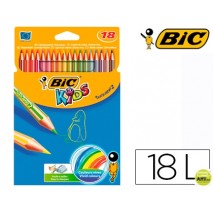 LAPICES DE COLORES BIC TROPICOLORS ESTUCHE DE 18 COLORES SURTIDOS