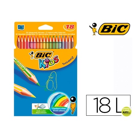 LAPICES DE COLORES BIC TROPICOLORS ESTUCHE DE 18 COLORES SURTIDOS