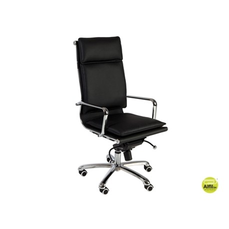 SILLA ROCADA DIRECCION SIMIL PIEL CON BRAZOS METALICOS SISTEMA BASCULANTE 1180X530 MM