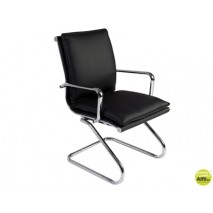 SILLA ROCADA CONFIDENTE ESTRUCTURA CROMADA TAPIZADO EN SIMIL PIEL COLOR NEGRO 900X490 MM