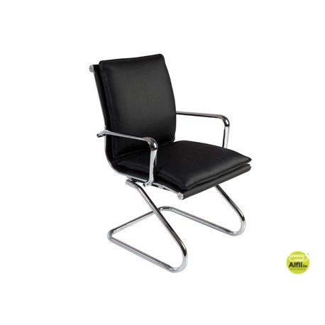 SILLA ROCADA CONFIDENTE ESTRUCTURA CROMADA TAPIZADO EN SIMIL PIEL COLOR NEGRO 900X490 MM