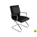 SILLA ROCADA CONFIDENTE ESTRUCTURA CROMADA TAPIZADO EN SIMIL PIEL COLOR NEGRO 900X490 MM
