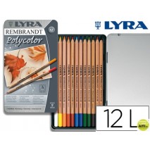 LAPICES DE COLORES LYRA REMBRANDT POLYCOLOR CAJA METALICA 12 COLORES SURTIDOS