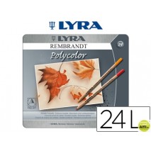 LAPICES DE COLORES LYRA REMBRANDT POLYCOLOR CAJA METALICA 24 COLORES SURTIDOS