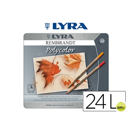 LAPICES DE COLORES LYRA REMBRANDT POLYCOLOR CAJA METALICA 24 COLORES SURTIDOS