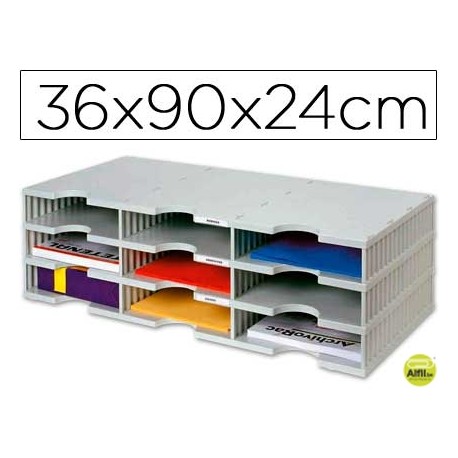 ARCHIVADOR MODULAR ARCHIVODOC TRIO ESTANDAR CON 9 CASILLAS 360X900X240MM