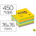BLOC DE NOTAS ADHESIVAS QUITA Y PON POST-IT 76X76 MM GAMA ULTRA ALEGRIA CUBO DE 450 HOJAS