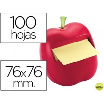 BLOC DE NOTAS ADHESIVAS QUITA Y PON POST-IT 76X76 MM FORMA DE MANZANA CON DISPENSADOR