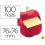 BLOC DE NOTAS ADHESIVAS QUITA Y PON POST-IT 76X76 MM FORMA DE MANZANA CON DISPENSADOR