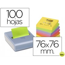 BLOC DE NOTAS ADHESIVAS QUITA Y PON POST-IT 76X76 MM COLORES NEON PACK DE 8 BLOC CON DISPENSADOR CUR