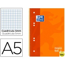 BLOC ESPIRAL OXFORD TAPA EXTRADURA OPTIK PAPER MICROPERFORADO DIN A5 120 HOJAS + 50% CUADROS 5 MM