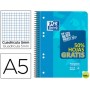 BLOC ESPIRAL OXFORD TAPA PLASTICO OPTIK PAPER MICROPERFORADO DIN A5 120 HOJAS + 50% CUADROS 5 MM