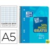 BLOC ESPIRAL OXFORD TAPA PLASTICO OPTIK PAPER MICROPERFORADO DIN A5 120 HOJAS + 50% CUADROS 5 MM