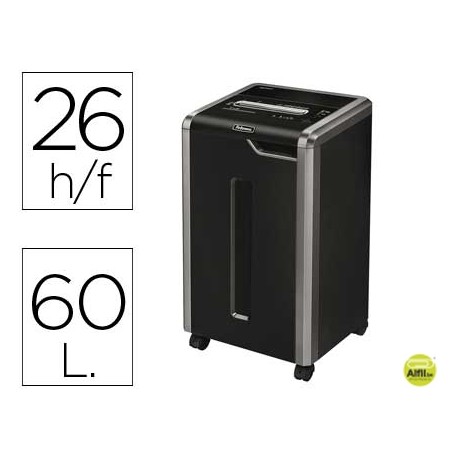 DESTRUCTORA DE DOCUMENTOS FELLOWES 325I CON CICLO DE TRABAJO CONTINUO CAPACIDAD DE CORTE 26 HOJAS DE