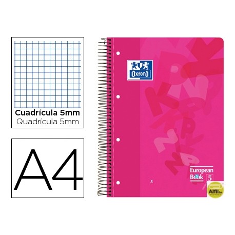 BLOC ESPIRAL OXFORD TAPA PLASTICO OPTIK PAPER MICROPERFORADO DIN A4 120 HOJAS + 50% CUADROS 5 MM