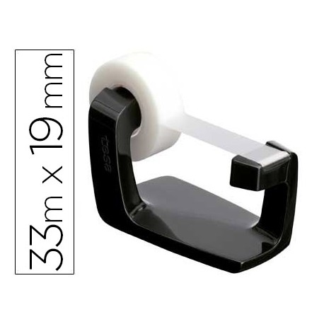 PORTARROLLO SOBREMESA TESA PLASTICO NEGRO PARA ROLLOS DE HASTA 33MX19MM