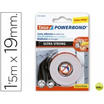CINTA ADHESIVA TESA DOBLE CARA ULTRA STRONG EXTRAFUERTE PARA INTERIOR Y EXTERIOR 1,5M X19MM