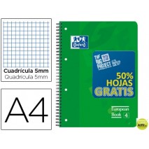 BLOC ESPIRAL OXFORD TAPA PLASTICO OPTIK PAPER MICROPERFORADO DIN A4 120 HOJAS + 50% CON 3 SEPARADORE