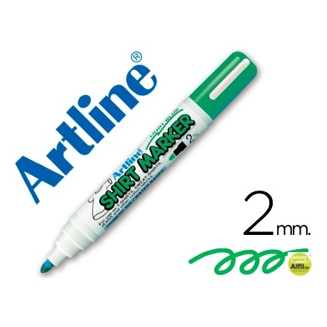ROTULADOR ARTLINE CAMISETA EKT-2 VERDE FLUORESCENTE PUNTA REDONDA 2 MM PARA USO EN CAMISETAS