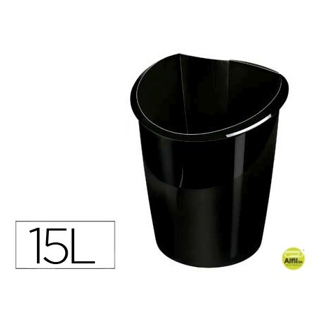 PAPELERA PLASTICO CEP ISIS NEGRA 318X278X380 MM