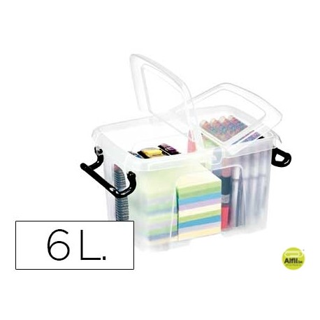 CONTENEDOR PLASTICO CEP 6 LITROS 305X224X182 MM TRANSPARENTE CON TAPA Y CIERRE HERMETICO