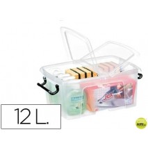 CONTENEDOR PLASTICO CEP 12 LITROS 405X295X183 MM TRANSPARENTE CON TAPA Y CIERRE HERMETICO