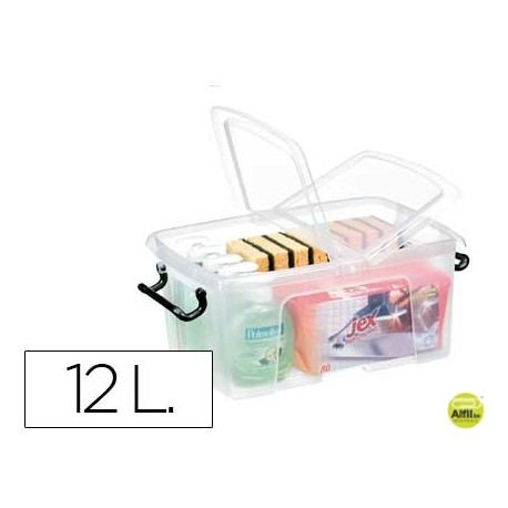CONTENEDOR PLASTICO CEP 12 LITROS 405X295X183 MM TRANSPARENTE CON TAPA Y CIERRE HERMETICO