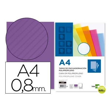 TAPA ENCUADERNACION LIDERPAPEL POLIPROPILENO ONDULADO A4 0.8MM VIOLETA