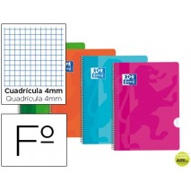 BLOC ESPIRAL OXFORD TAPA PLASTICO OPTIK PAPER FOLIO 80 HOJAS 90 GR CUADROS 4 MM