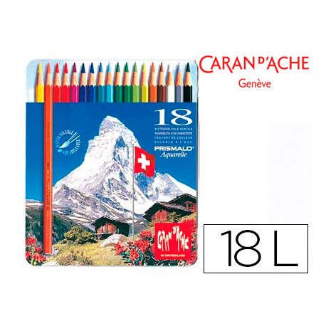 LAPICES DE COLORES PRISMALO ACUARELABLES CAJA METALICA DE 18 COLORES SURTIDOS