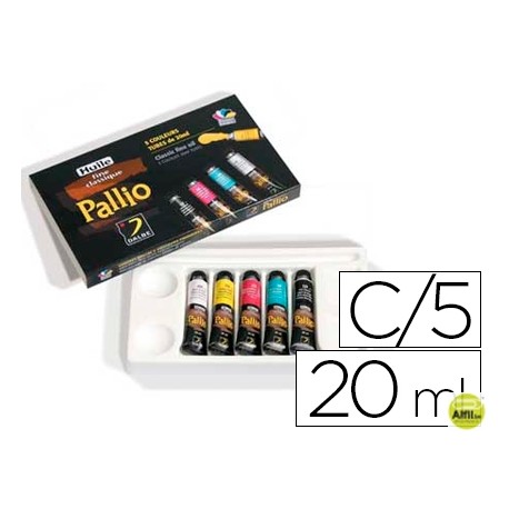 PINTURA OLEO PALLIO CAJA CARTON DE 5 COLORES PRIMARIOS TUBO DE 20 ML