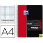 BLOC ESPIRAL OXFORD TAPA PLASTICO MICROPERFORADO PROJECTBOOK1 DIN A4 80 HOJAS 90 GR CUADROS 5 MM ROJ
