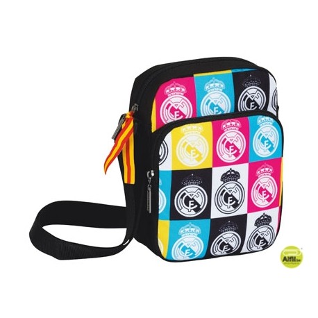CARTERA ESCOLAR SAFTA REAL MADRID COLORES BOLSO PORTA VIDEO JUEGOS 16X22X6 CM