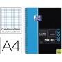 BLOC ESPIRAL OXFORD TAPA PLASTICO MICROPERFORADO PROJECTBOOK1 DIN A4 80 HOJAS 90 GR CUADROS 5 MM AZU