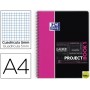 BLOC ESPIRAL OXFORD TAPA PLASTICO MICROPERFORADO PROJECTBOOK1 DIN A4 80 HOJAS 90 GR CUADROS 5 MM ROS