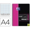 BLOC ESPIRAL OXFORD TAPA PLASTICO MICROPERFORADO PROJECTBOOK1 DIN A4 80 HOJAS 90 GR CUADROS 5 MM ROS