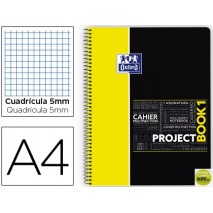 BLOC ESPIRAL OXFORD TAPA PLASTICO MICROPERFORADO PROJECTBOOK1 DIN A4 80 HOJAS 90 GR CUADROS 5 MM AMA