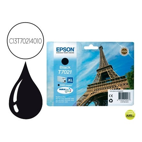 INK-JET EPSON STYLUS T7021 NEGRO XL WP-4000 4500 CAPACIDAD 2400 PAG