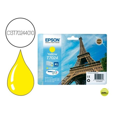 INK-JET EPSON STYLUS T7024 AMARILLO XL WP-4000 4500 CAPACIDAD 2400 PAG