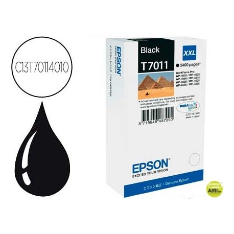 INK-JET EPSON STYLUS T7011 NEGRO XL WP-4000 4500 CAPACIDAD 3400 PAG