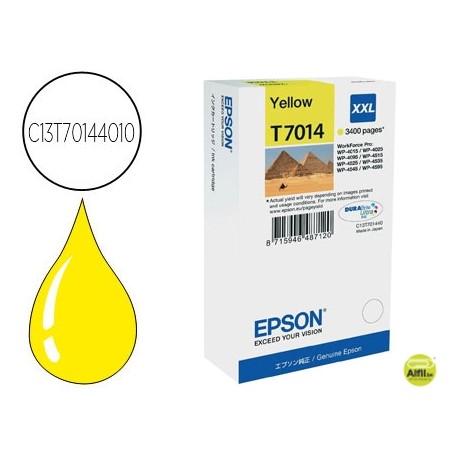 INK-JET EPSON STYLUS T7014 AMARILLO XL WP-4000 4500 CAPACIDAD 3400 PAG