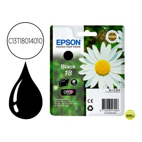 INK-JET EPSON T1801 NEGRO EXPRESSION HOME XP-102 XP-205 XP-305 XP-405 CAPACIIDAD 175 PAG