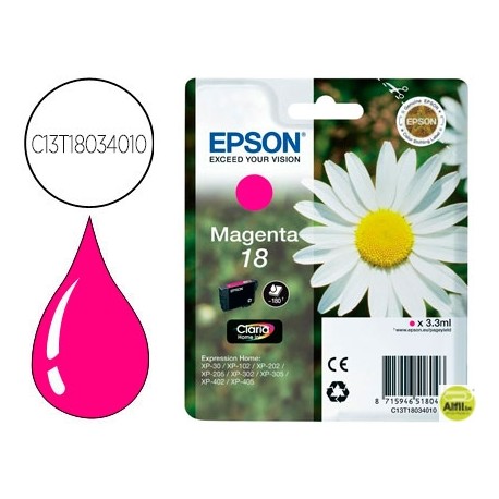 INK-JET EPSON T1803 MAGENTA EXPRESSION HOME XP-102 XP-205 XP-305 XP-405 CAPACIIDAD 180 PAG
