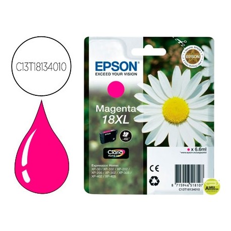 INK-JET EPSON T1813 MAGENTA EXPRESSION HOME XP-102 XP-205 XP-305 XP-405 CAPACIDAD 470 PAG
