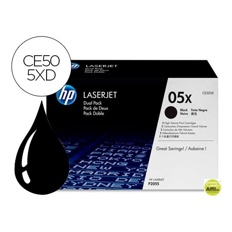 TONER HP LASERJET CE505X NEGRO 6500 PAG PACK 2