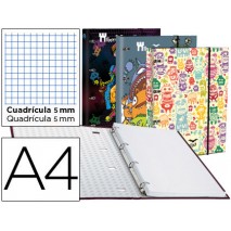 CARPETA LIDERPAPEL DIN A4 FORRADA CON RECAMBIO 120 HOJAS70 GR 5MM 4AN REDONDA 20MM CIERRE GOMA FANTA