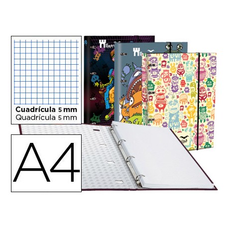 CARPETA LIDERPAPEL DIN A4 FORRADA CON RECAMBIO 120 HOJAS70 GR 5MM 4AN REDONDA 20MM CIERRE GOMA FANTA