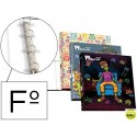CARPETA LIDERPAPEL 4 ANILLAS 25MM REDONDAS CARTON FORRADO FOLIO FANTASIA MONSTRUITOS