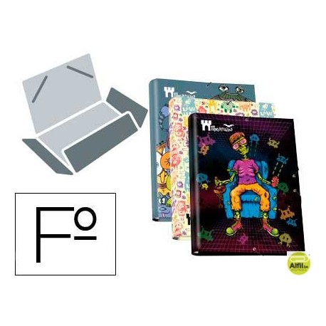 CARPETA LIDERPAPEL GOMAS SOLAPAS FOLIO TRES SOLAPAS FANTASIA MONSTRUITOS